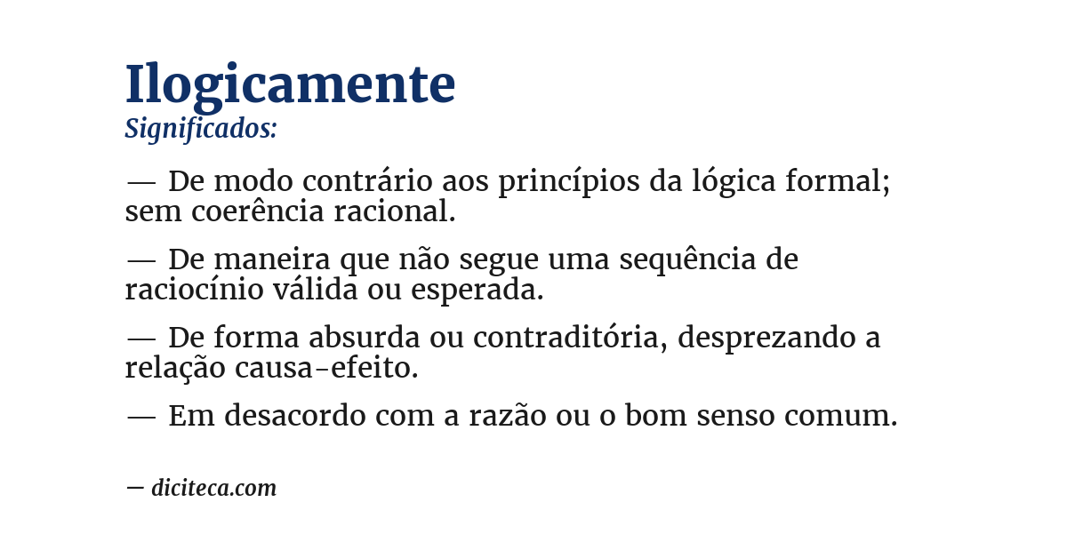 Significado de ilogicamente