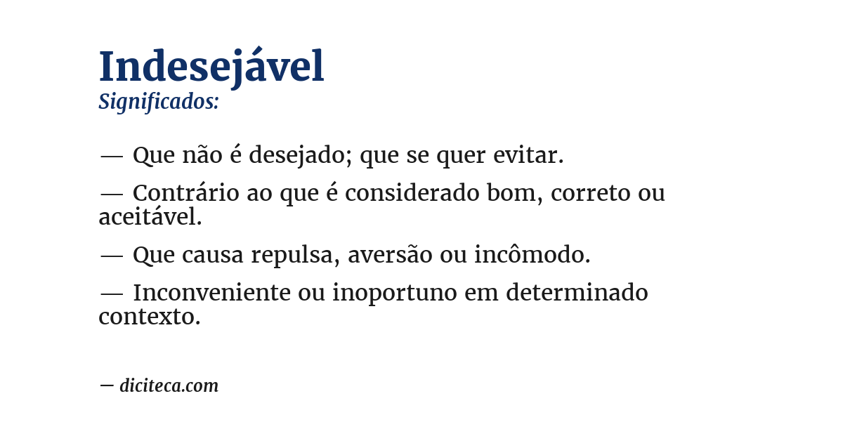 Significado de indesejável
