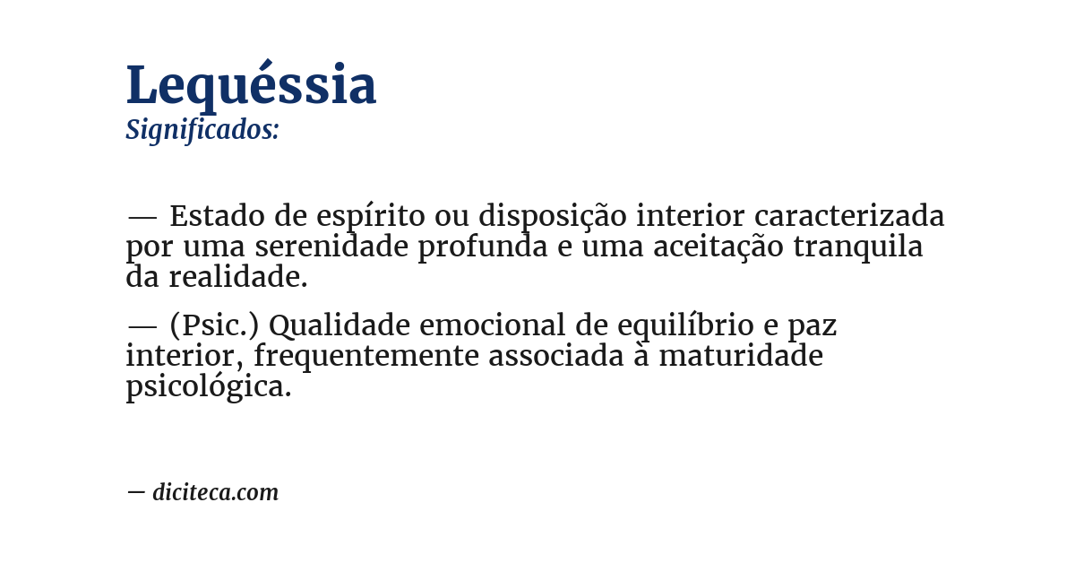 Significado de lequéssia
