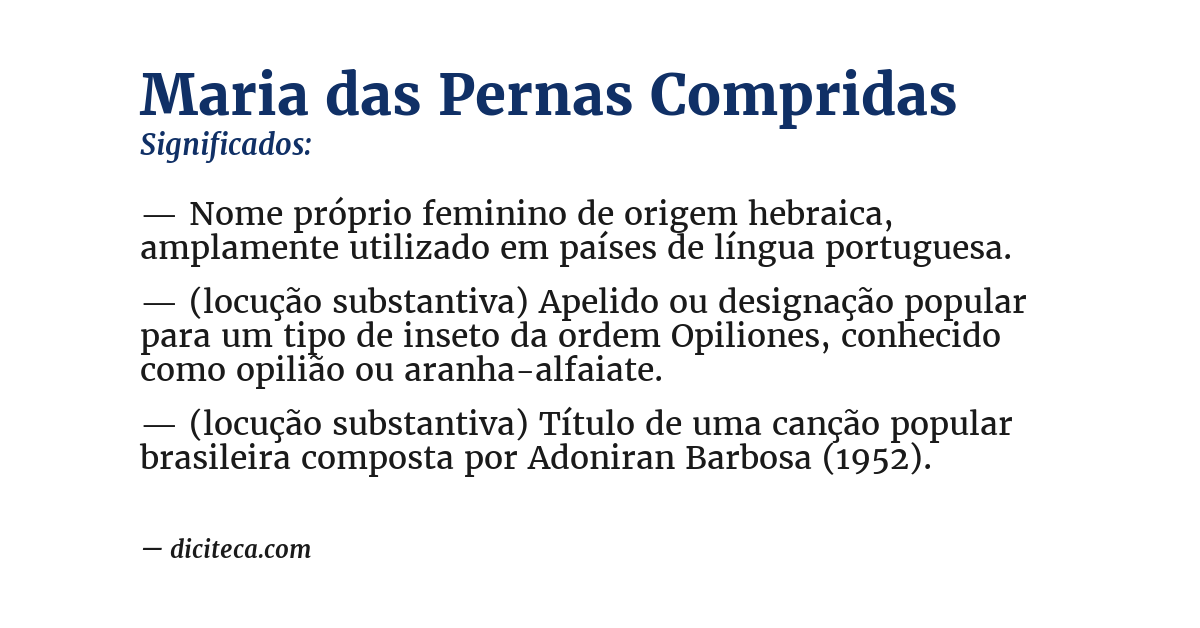 Significado de maria das pernas compridas
