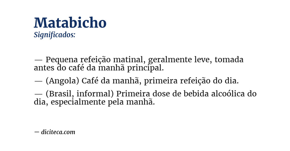 Significado de matabicho