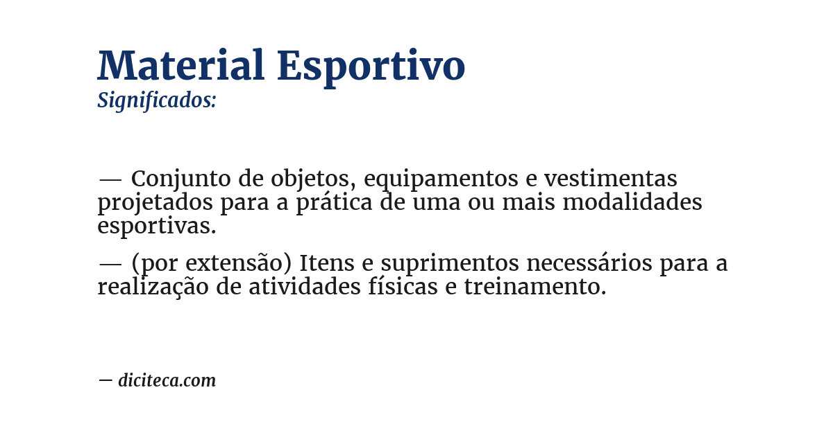 Significado de material esportivo