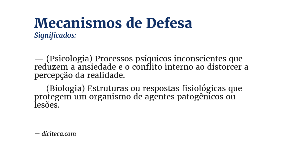Significado de mecanismos de defesa