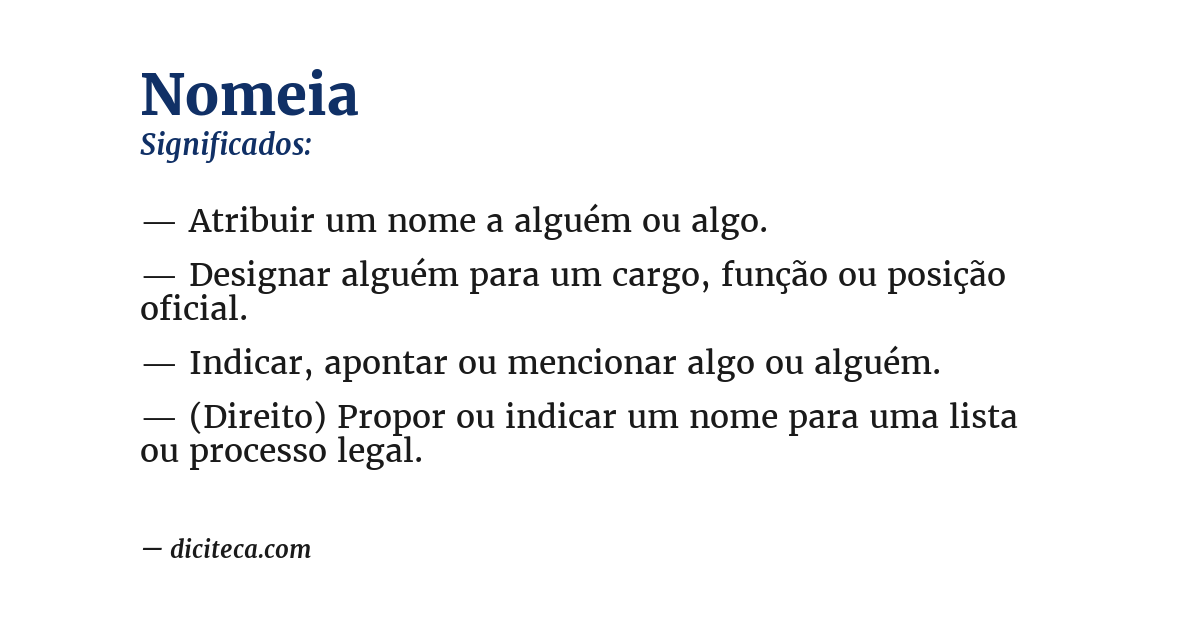 Significado de nomeia