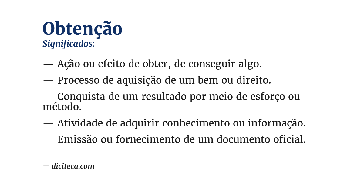 Significado de obtenção