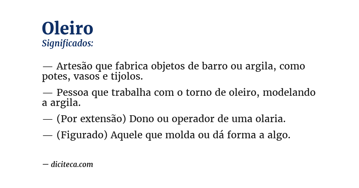 Significado de oleiro