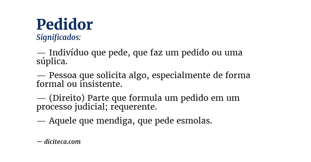Significado de pedidor