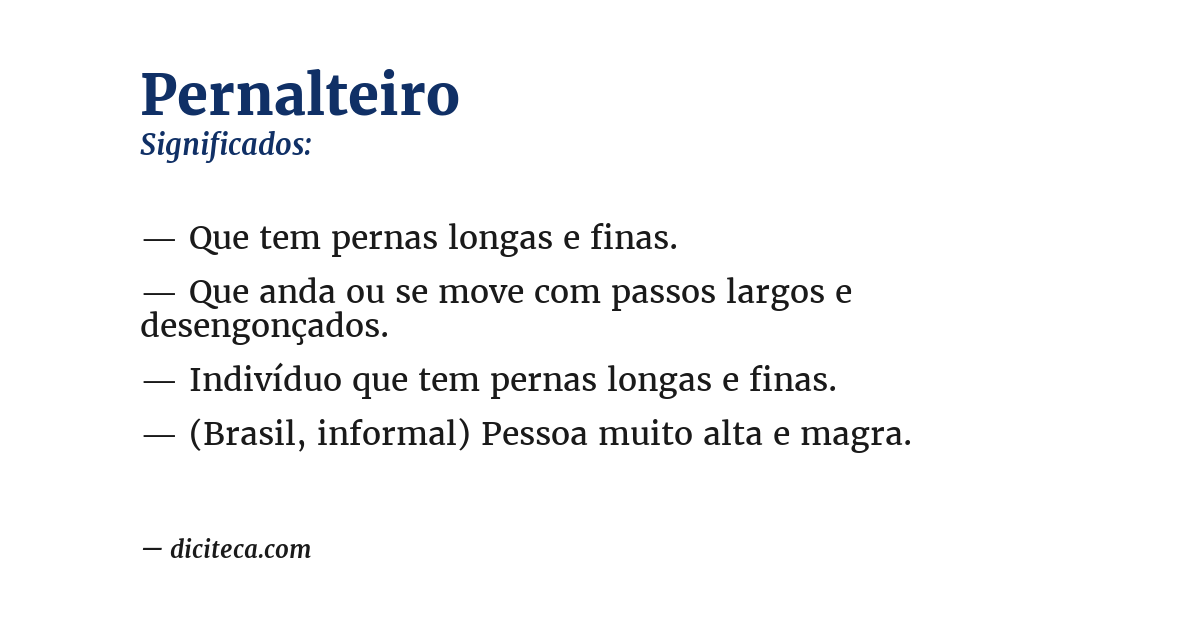 Significado de pernalteiro