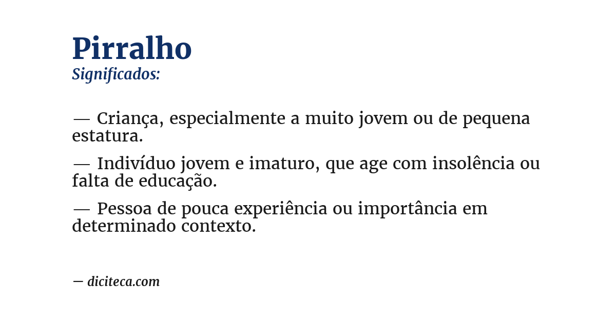Significado de pirralho