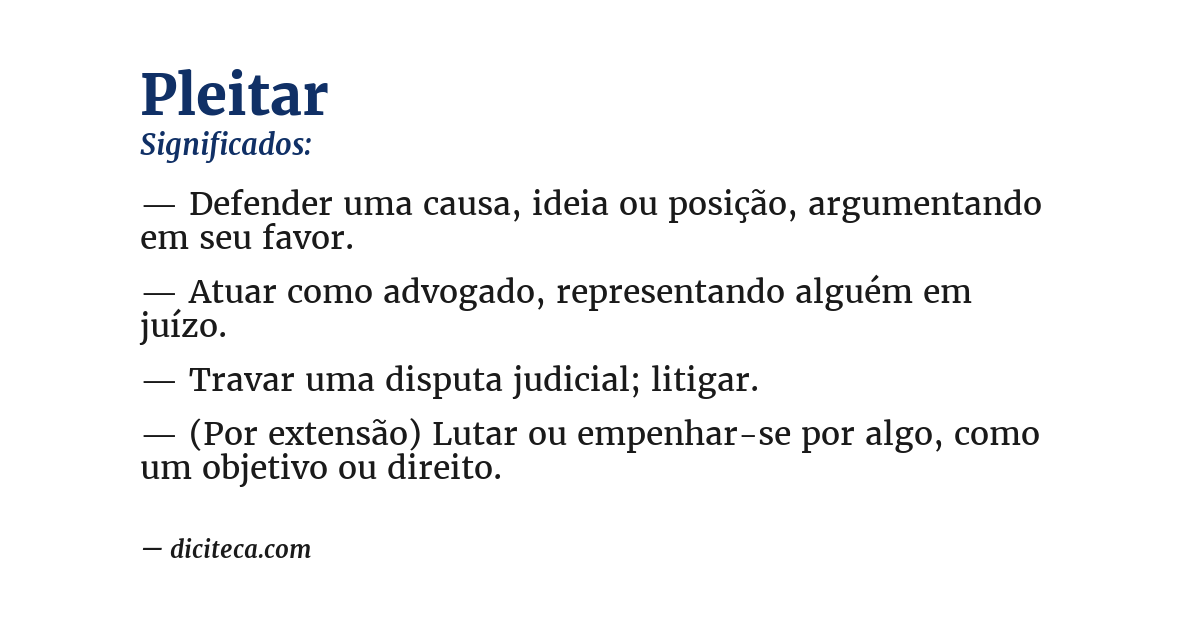 Significado de pleitar