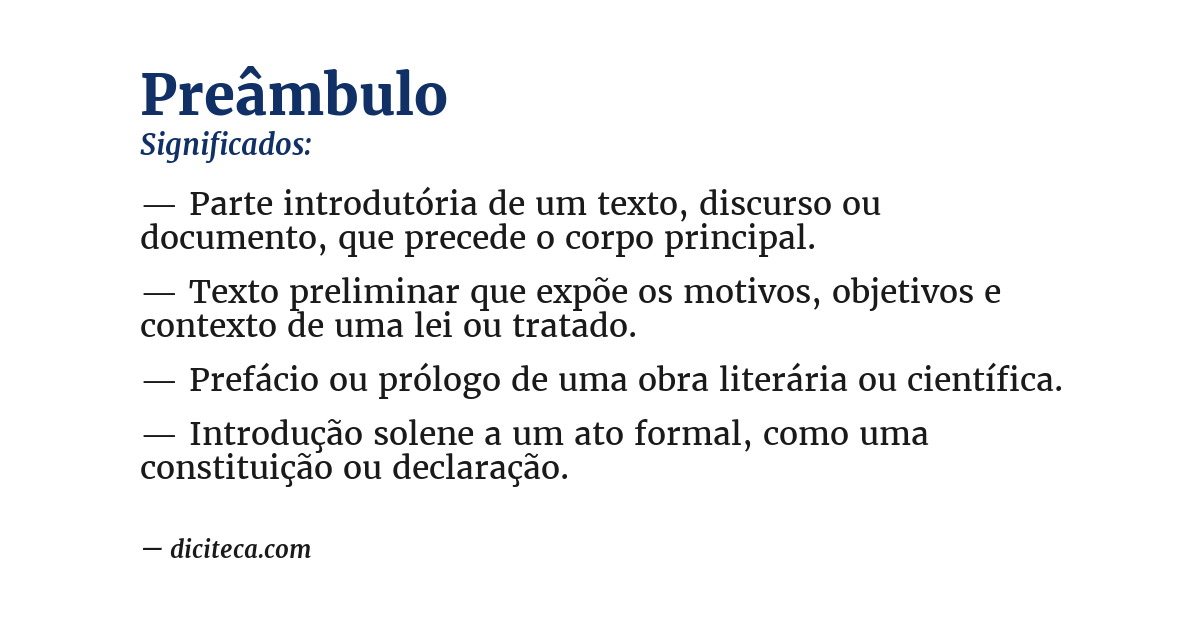 Significado de preâmbulo