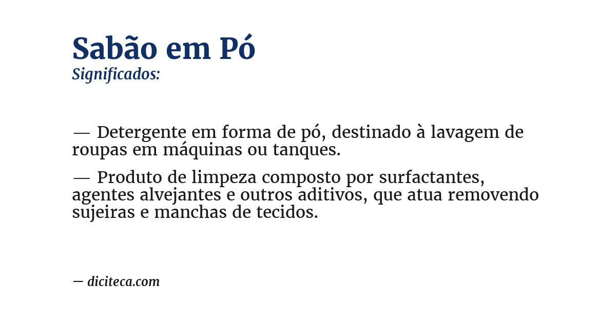 Significado de sabão em pó