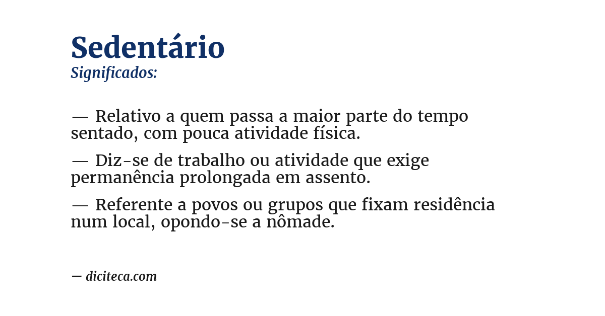 Significado de sedentário