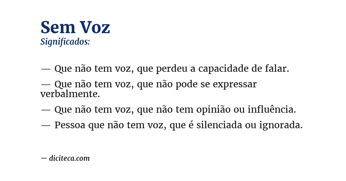 Significado de sem voz