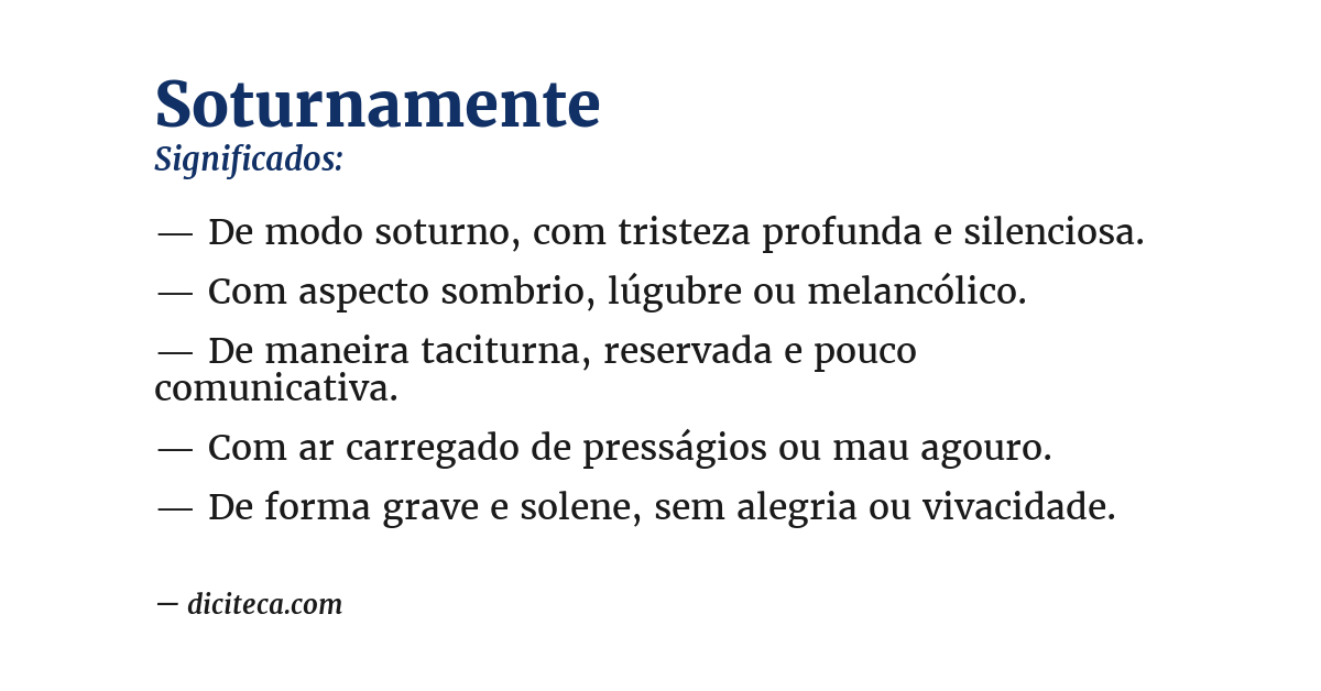 Significado de soturnamente