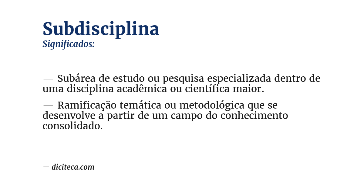 Significado de subdisciplina