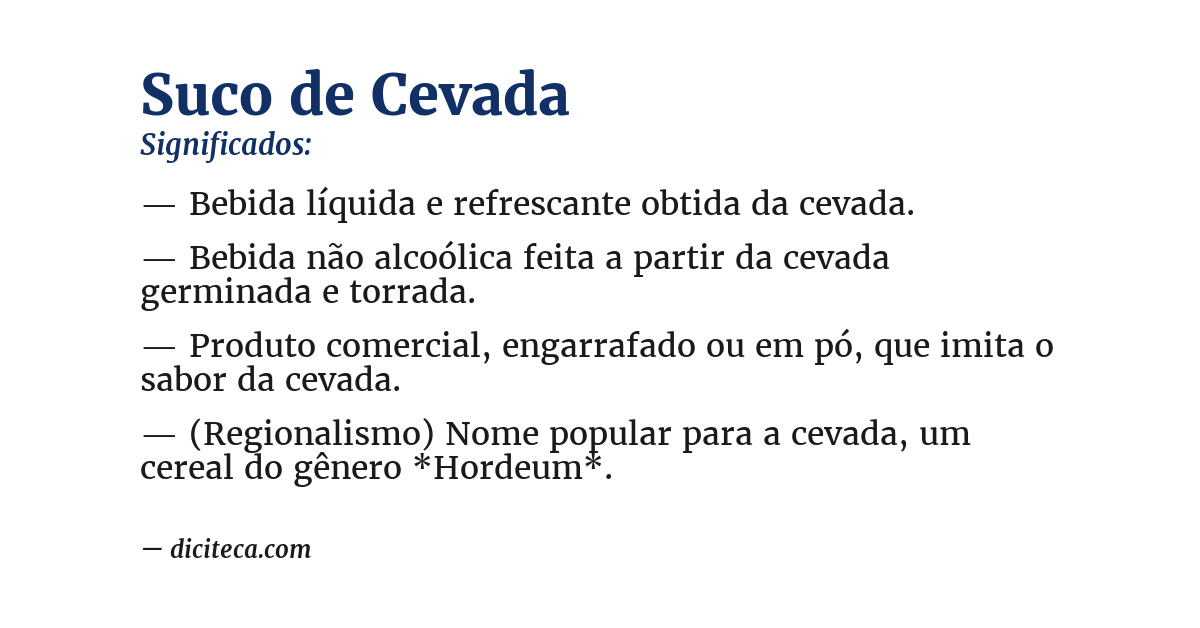 Significado de suco de cevada