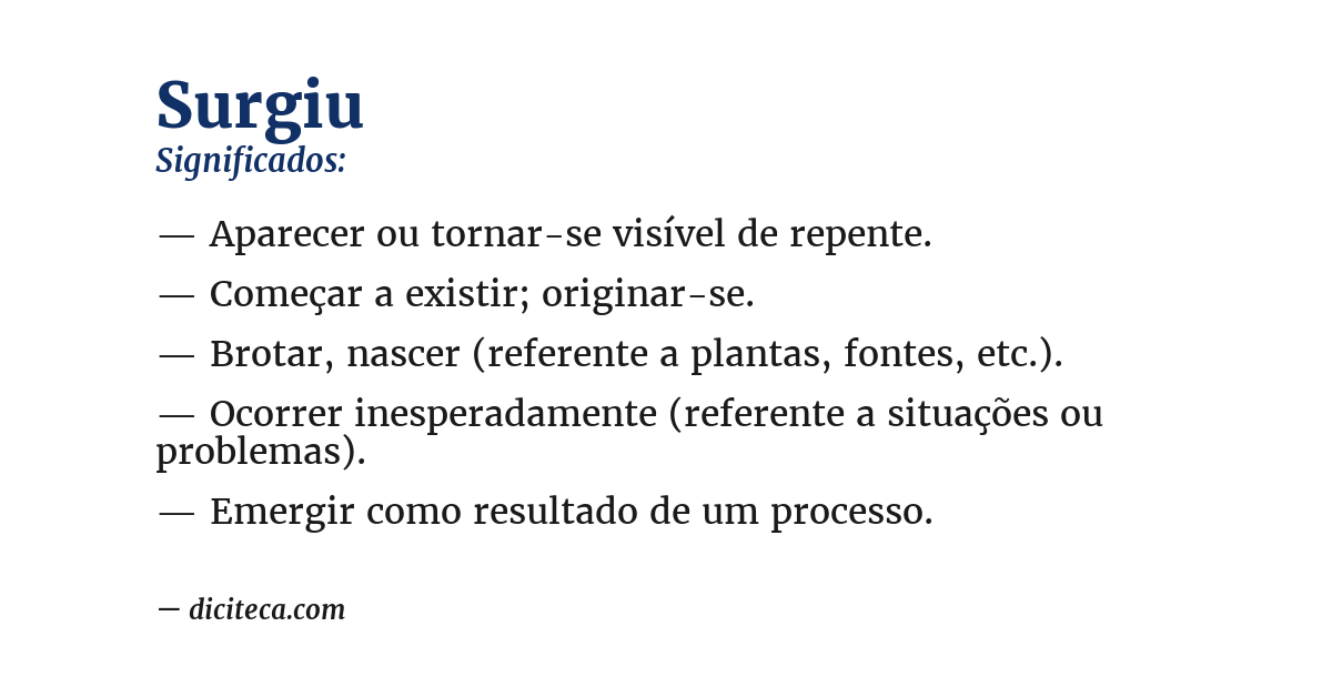 Significado de surgiu