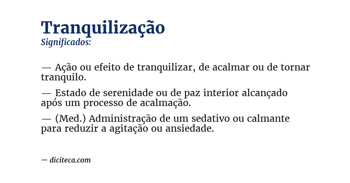 Significado de tranquilização