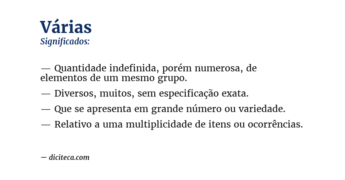 Significado de várias
