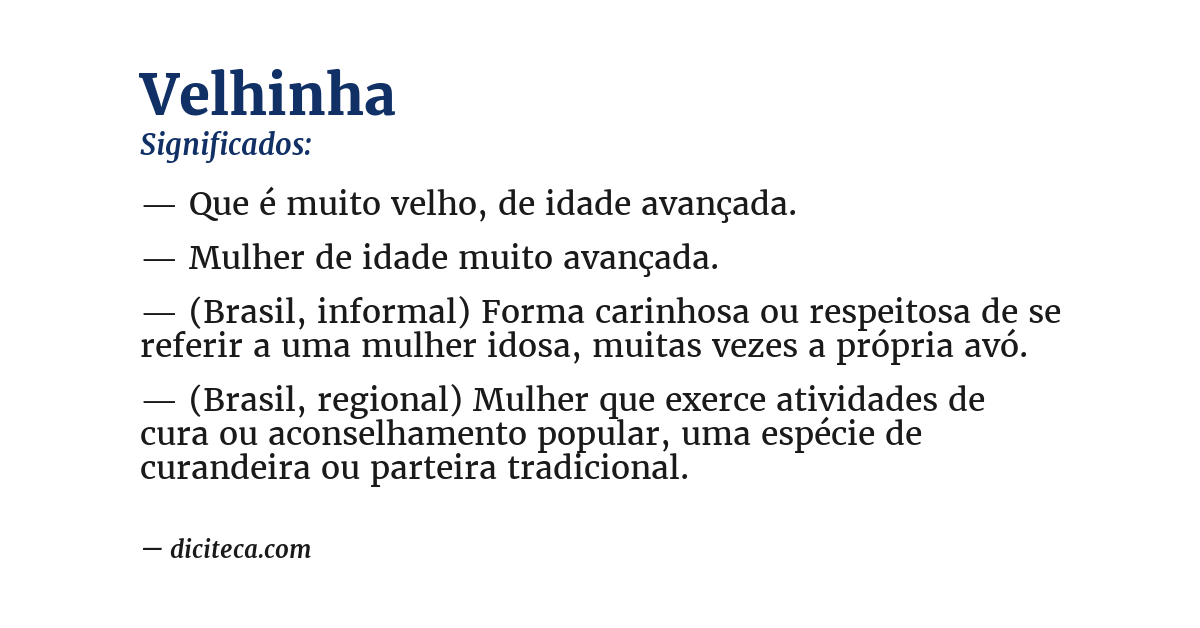 Significado de velhinha