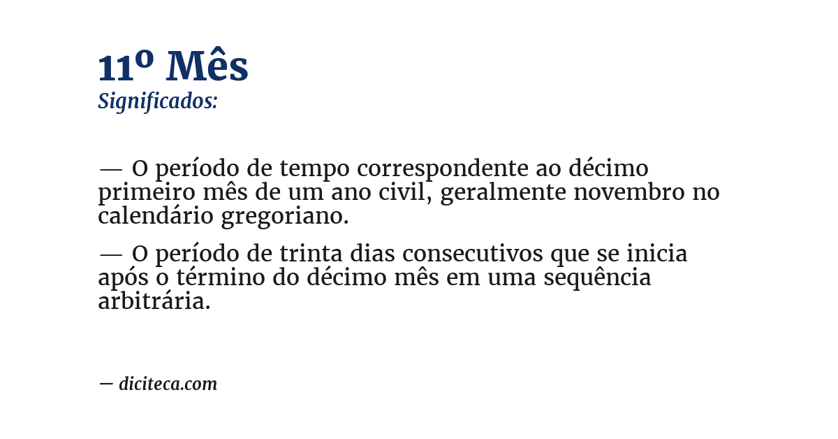 Significado de 11º mês