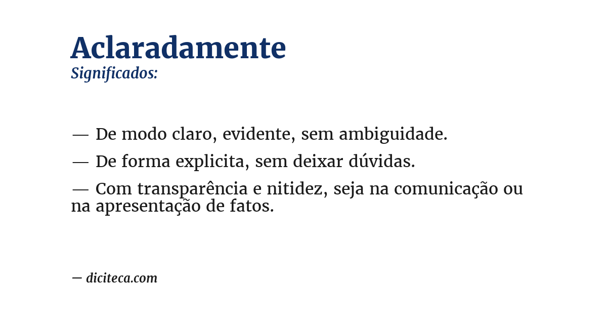 Significado de aclaradamente