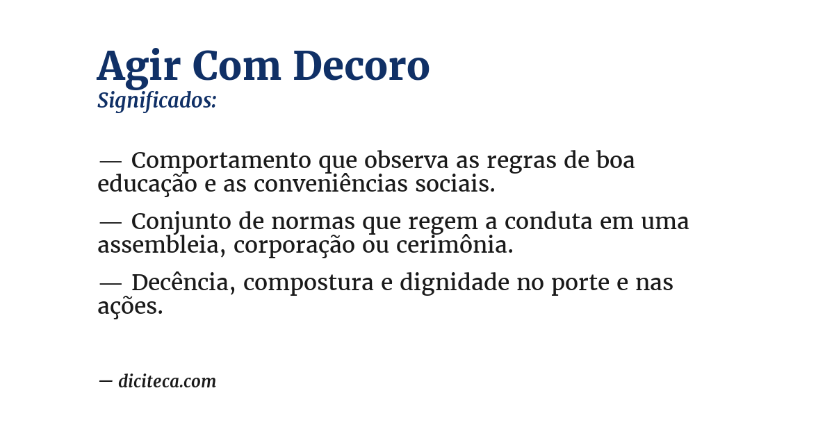 Significado de agir com decoro