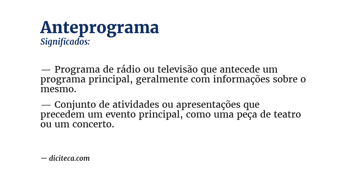 Significado de anteprograma