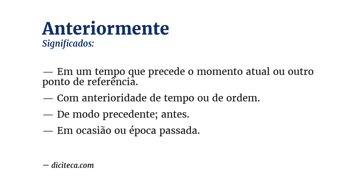 Significado de anteriormente
