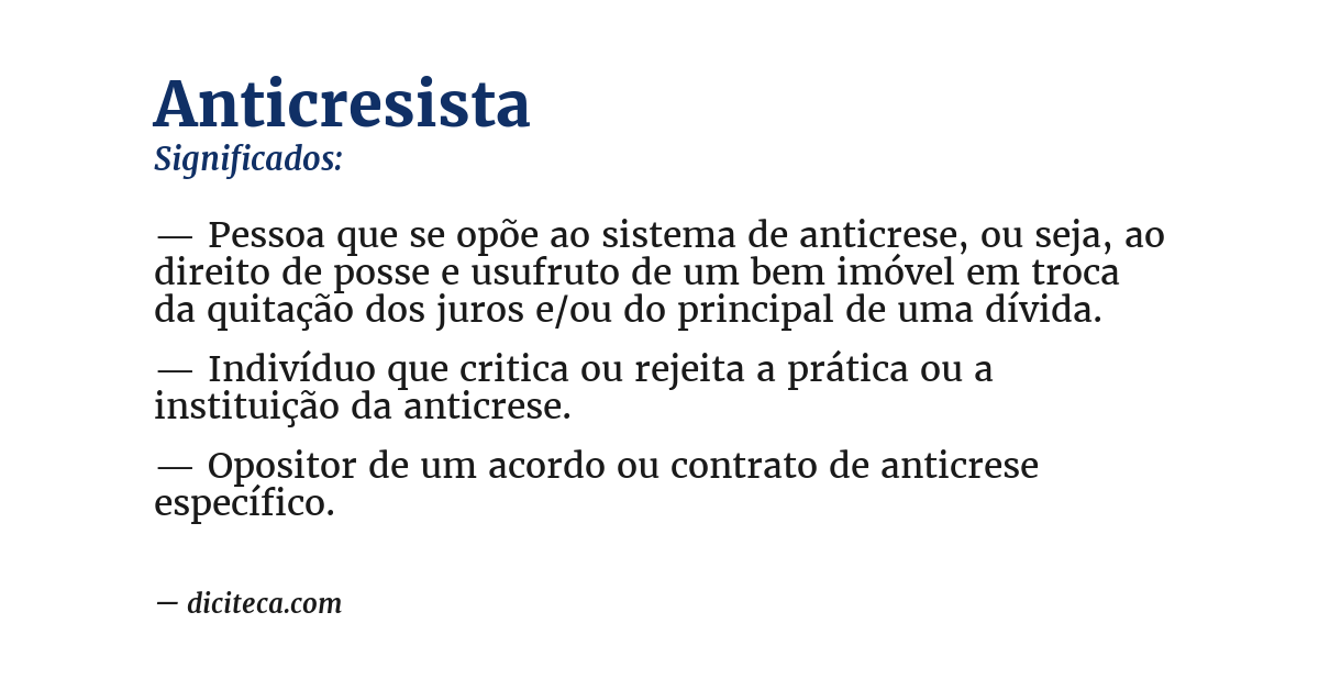 Significado de anticresista