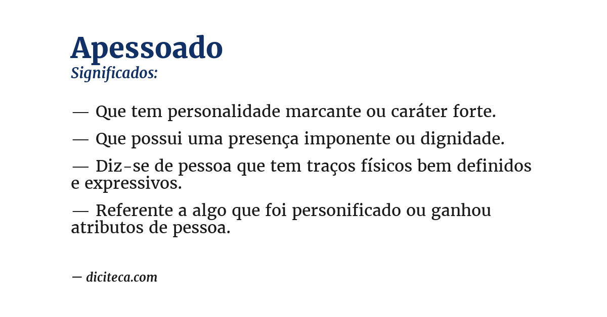 Significado de apessoado