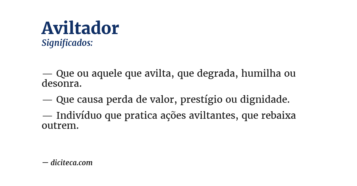 Significado de aviltador