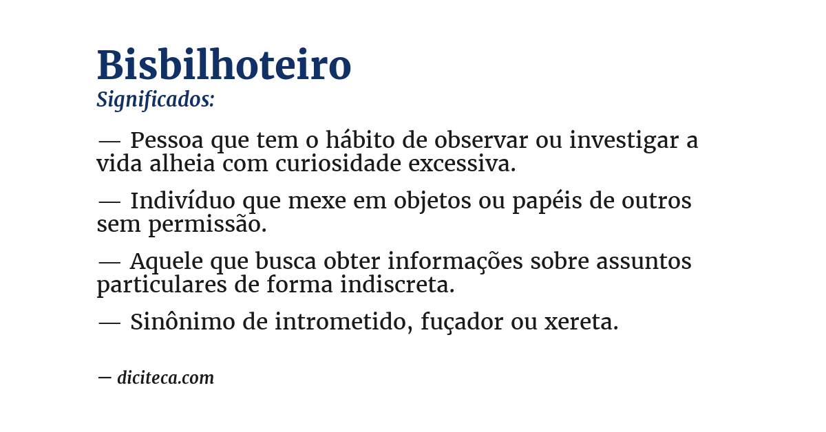 Significado de bisbilhoteiro