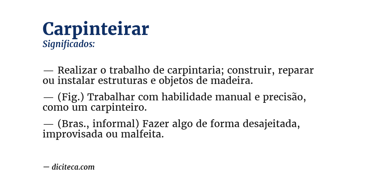 Significado de carpinteirar