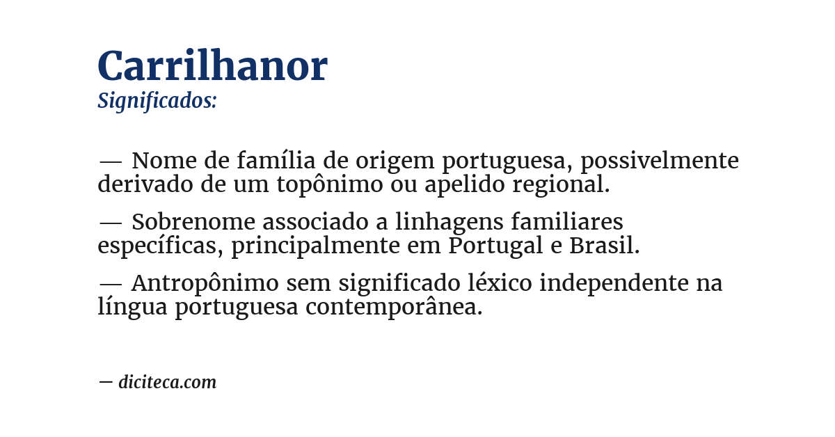 Significado de carrilhanor