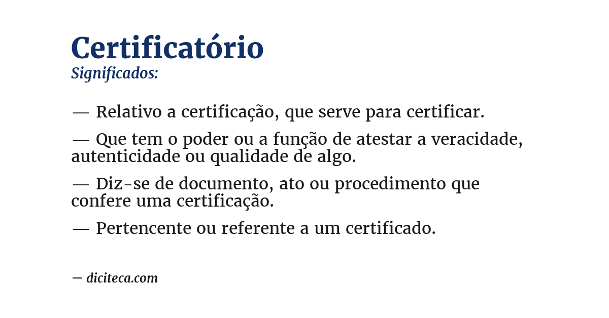 Significado de certificatório