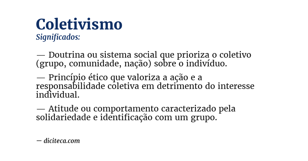 Significado de coletivismo
