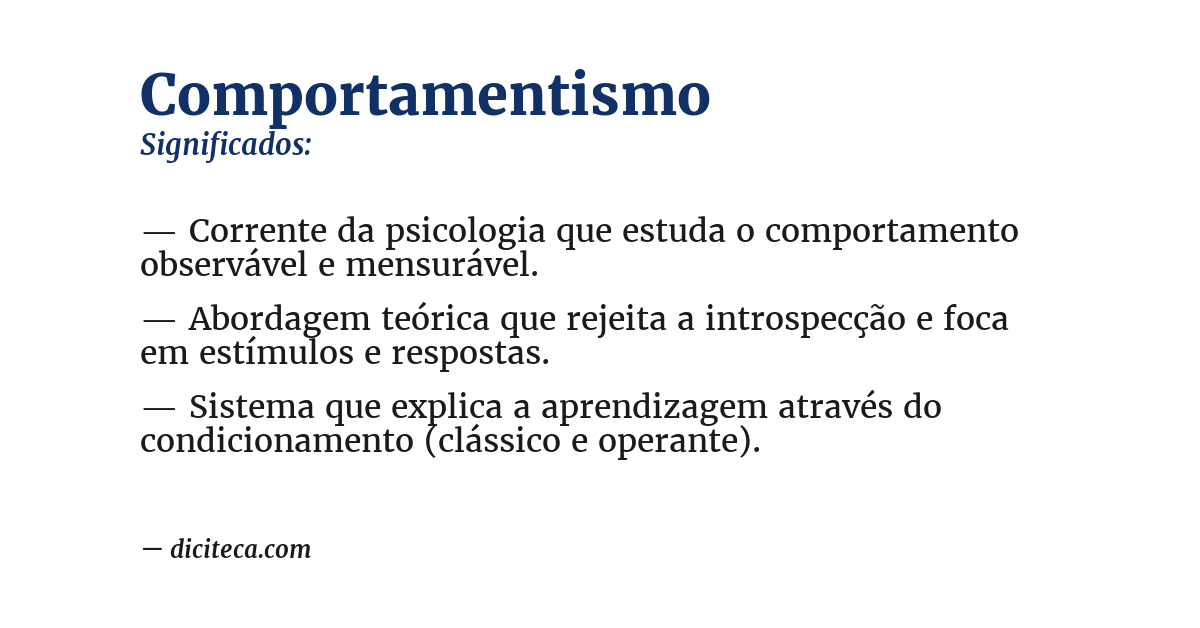 Significado de comportamentismo