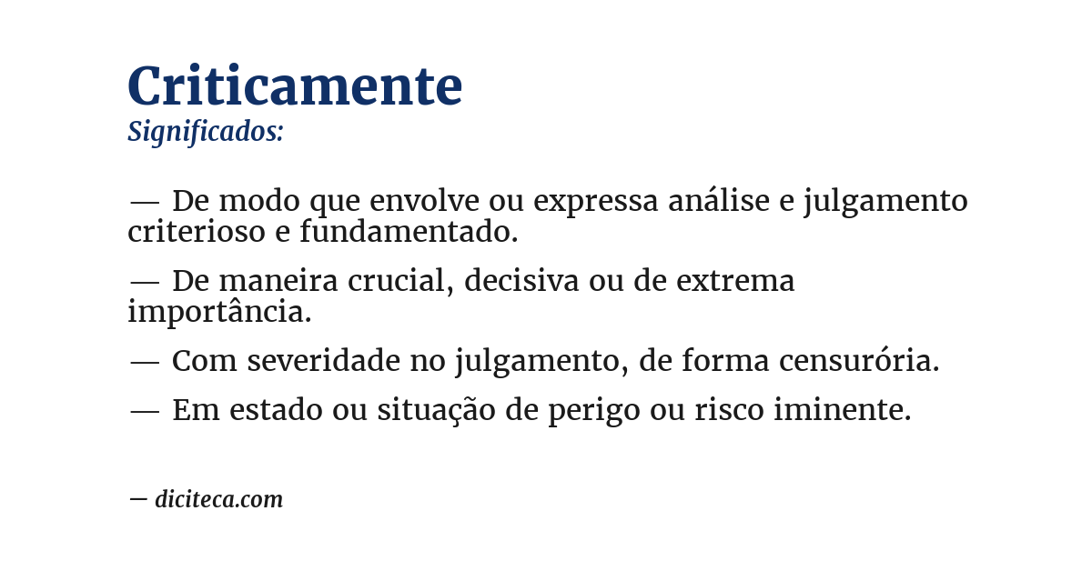 Significado de criticamente