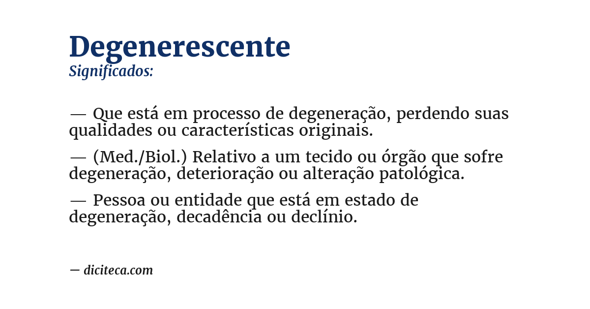 Significado de degenerescente