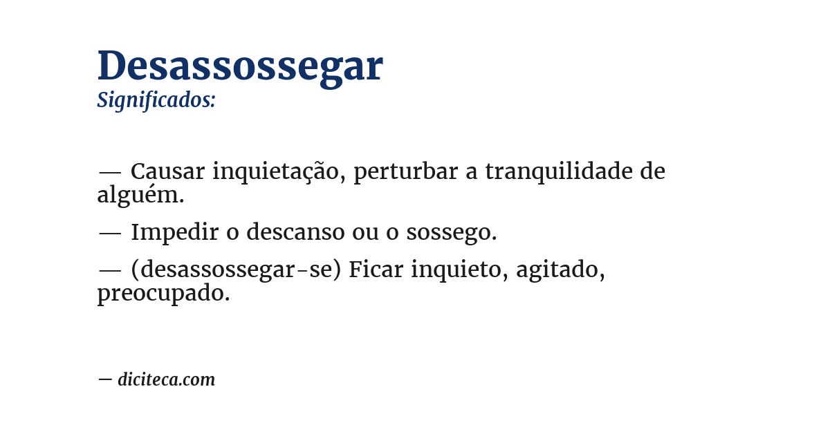Significado de desassossegar