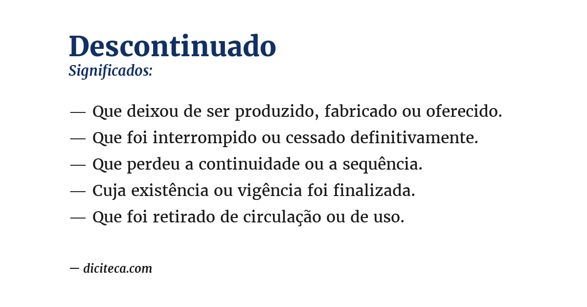 Significado de descontinuado