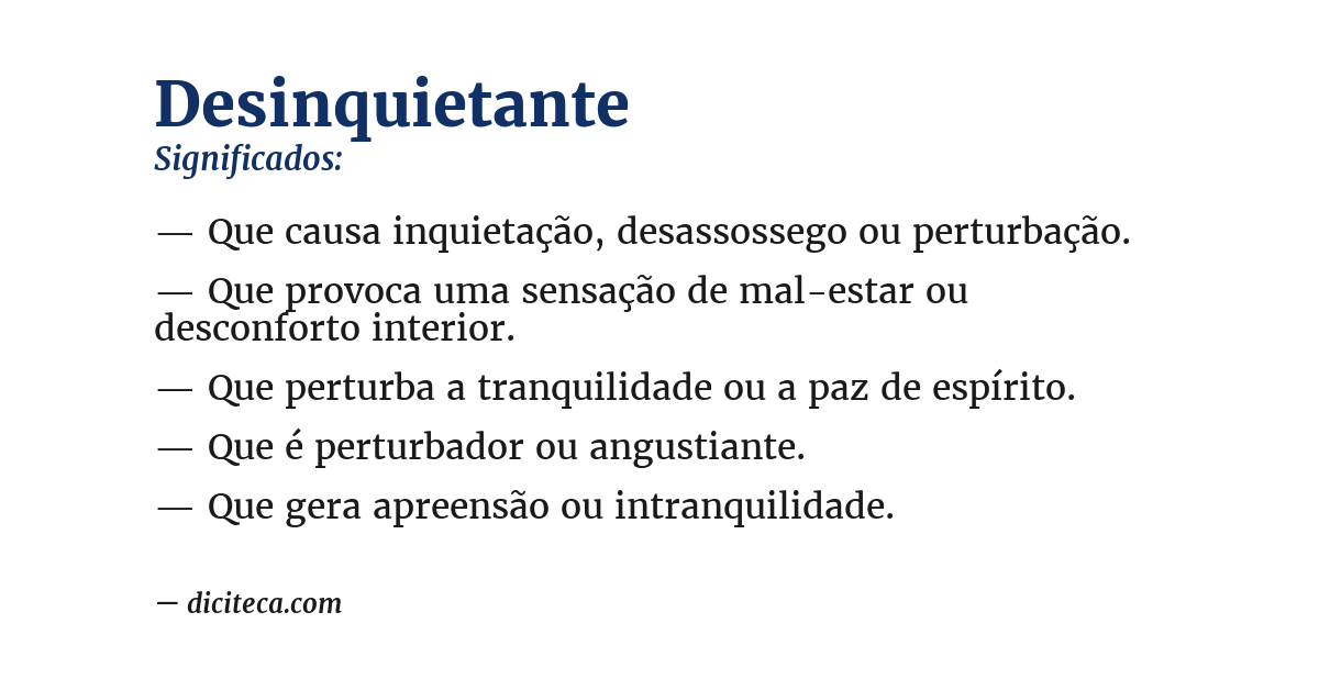 Significado de desinquietante