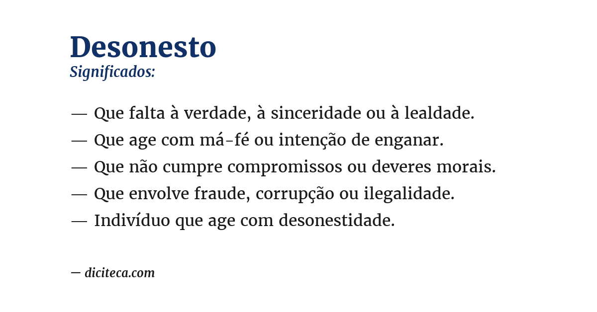 Significado de desonesto