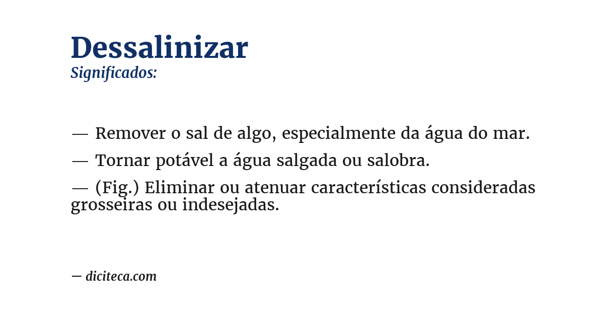 Significado de dessalinizar