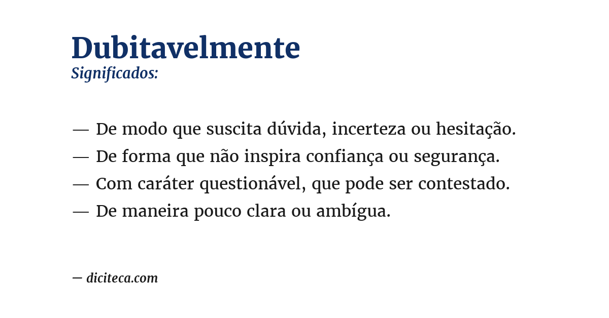 Significado de dubitavelmente