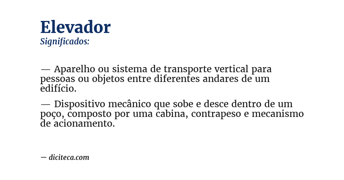 Significado de elevador