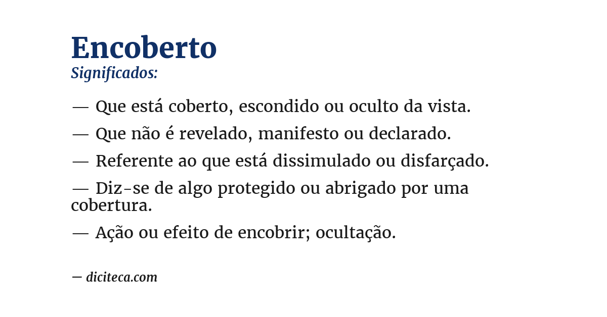 Significado de encoberto