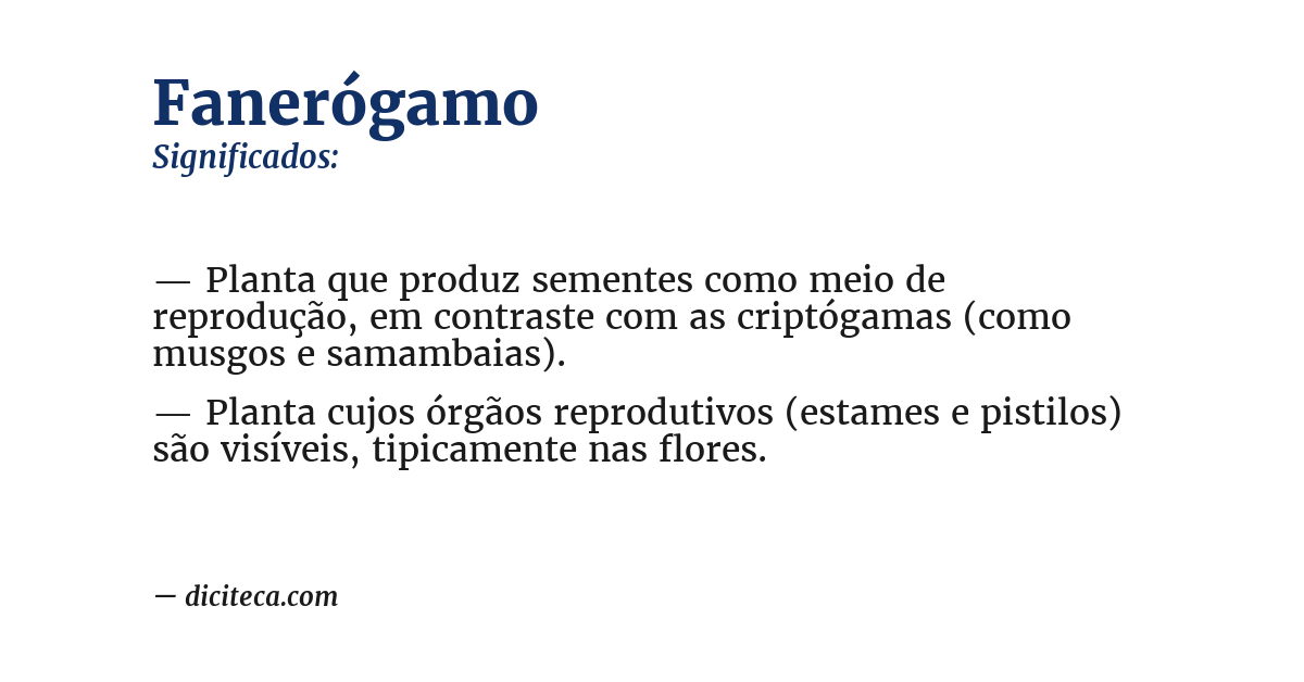 Significado de fanerógamo